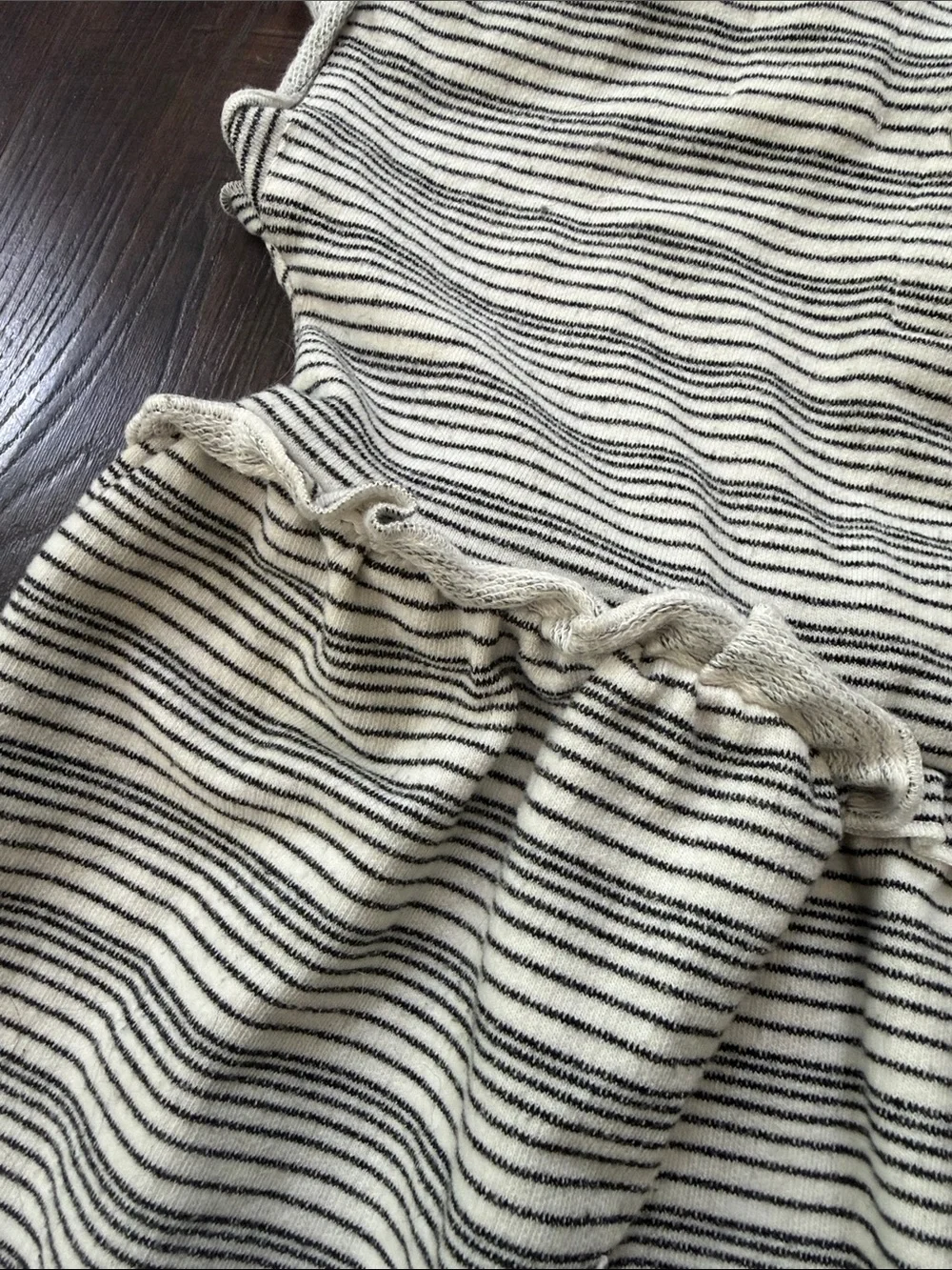 Girls' Casual Striped Dress in Cream & Black - Soft Everyday Style